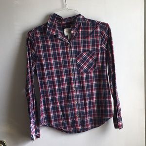 Blue red and white dress shirt